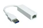 Adaptér USB na Gbit LAN pre MAC a PC, USB 3.0 (2.0) A konektor na RJ45 zásuvku, biely, DINIC polybag